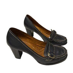 Naturalizer Y2K Chunky Heel comfort Elegant Black  Leather Loafers Sz10 Preppy